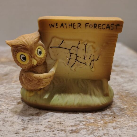 Charming Owl Weather Forecast Figurine - Brown and Tan. C3 - Picture 1 of 4